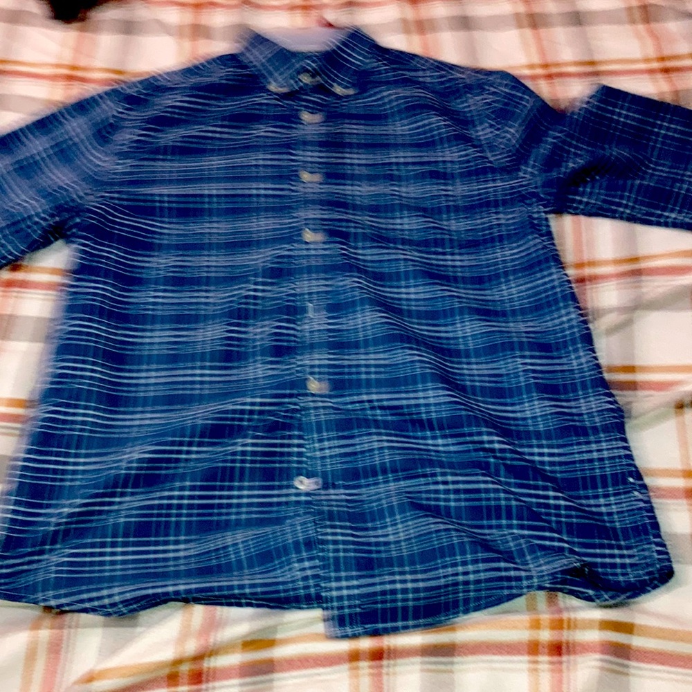 Saint John’s Bay long sleeve shirt blue with white stripes took real good care